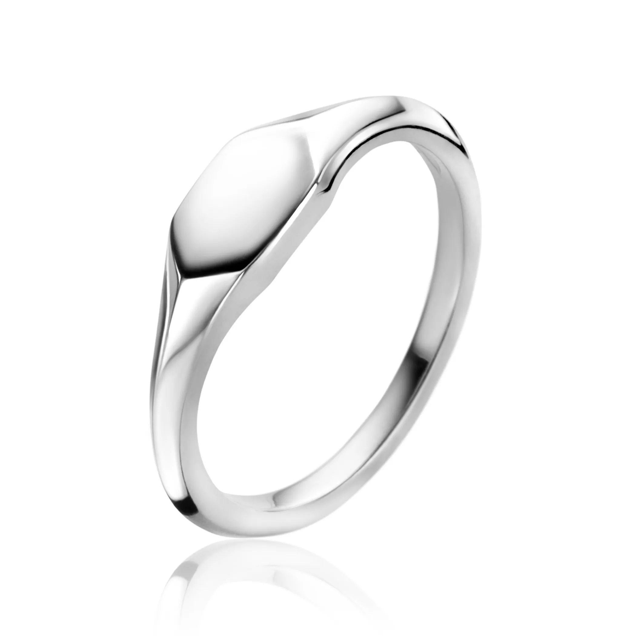New Zinzi zilveren monogram ring in glanzende zeshoekvorm (5,5mm) ZIR2437