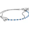 New Zinzi zilveren multilook armband met gourmet en jasseron schakels, ronde zetting met witte zirconia en blauwe bolletjes 16,5-19,5cm ZIA2529