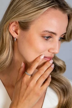 New Zinzi zilveren multi-look ring glad gedraaide buis met witte zirconia's ZIR2324