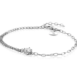 Best Zinzi zilveren multi-look armband met ovale en jasseron schakels, met ronde witte zirkonia in vierpootszetting 17-19cm ZIA2660