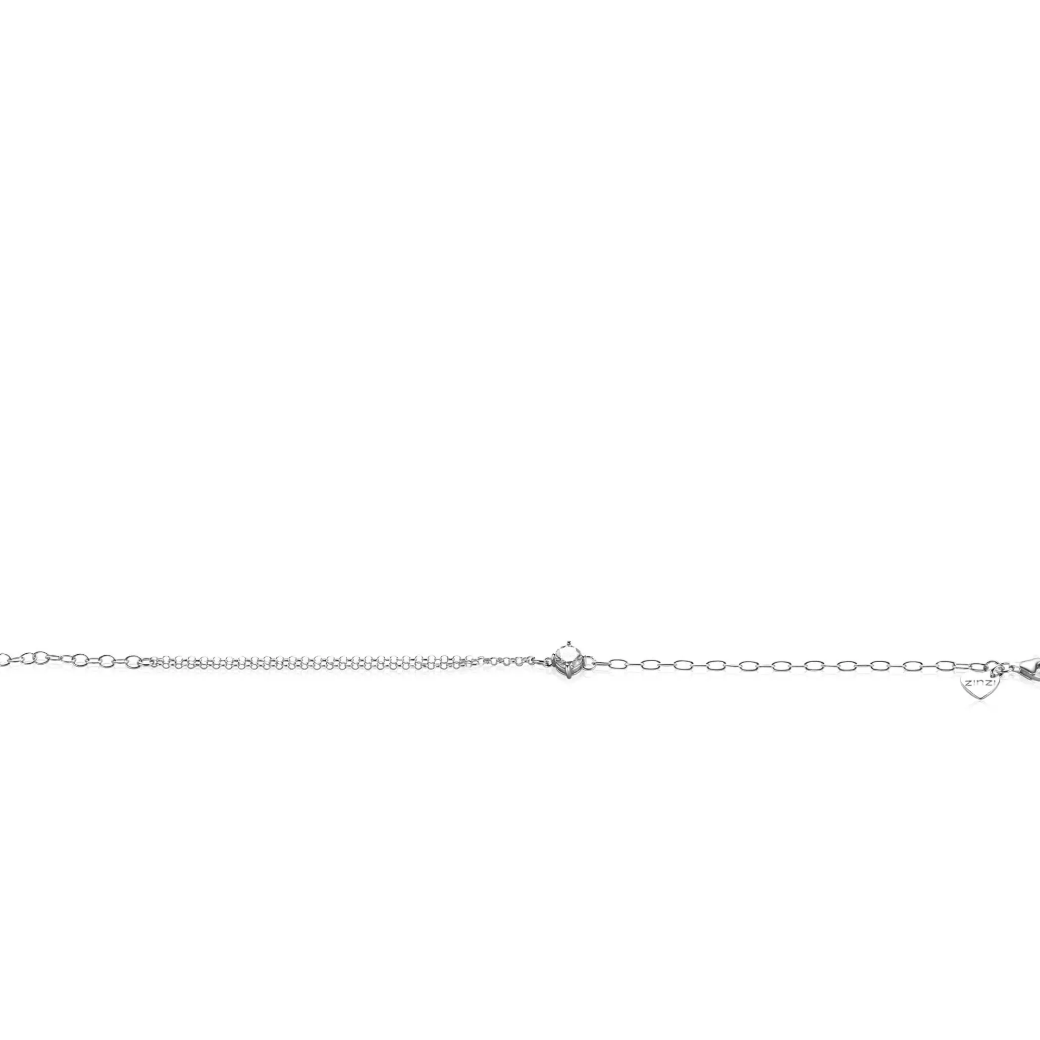 Best Zinzi zilveren multi-look armband met ovale en jasseron schakels, met ronde witte zirkonia in vierpootszetting 17-19cm ZIA2660