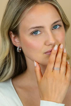 Sale Zinzi zilveren multi-look ring (6mm breed) met 3 banen bezet met witte zirkonia’s ZIR2727