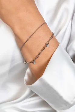 Hot Zinzi zilveren multi-look armband met gourmet en paperclip schakels, bezet met vier ronde zirconia's ZIA2362
