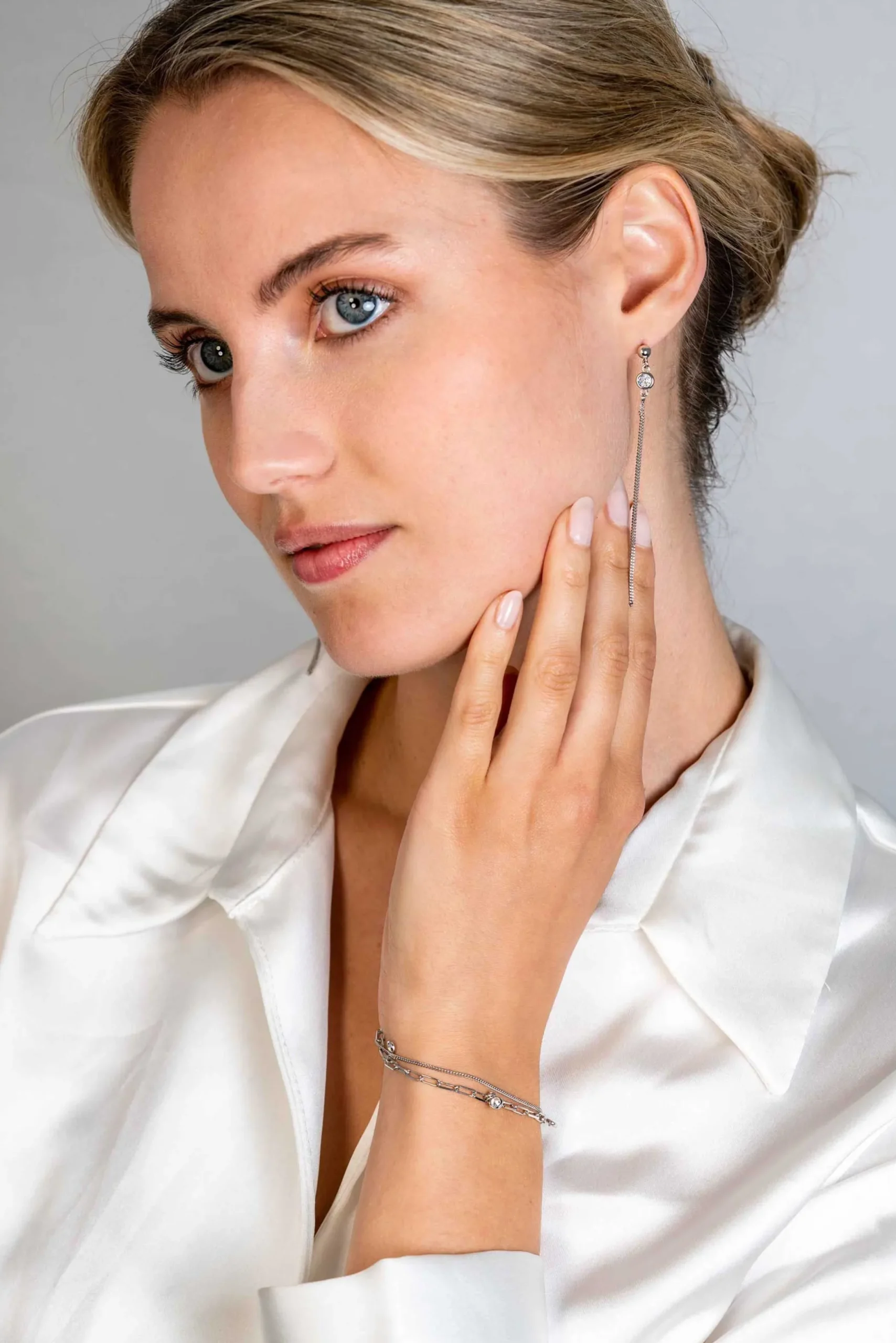 Hot Zinzi zilveren multi-look armband met gourmet en paperclip schakels, bezet met vier ronde zirconia's ZIA2362