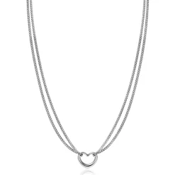 Discount Zinzi zilveren multilook ketting met gourmet schakels en open hart 40-43cm ZIC2516