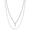 Discount Zinzi zilveren multilook ketting met gourmet en blauwe bolletjes schakels, ronde zetting met witte zirconia 42-45cm ZIC2529