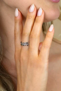 Clearance Zinzi zilveren multi-look ring (6mm breed) 3 banen met witte zirkonia’s ZIR2730