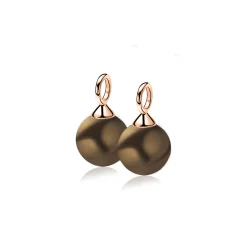 Clearance Zinzi zilveren oorbedels rosé verguld bruine parel ZICH266RB. (zonder oorringen).