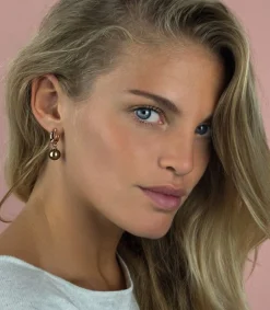 Clearance Zinzi zilveren oorbedels rosé verguld bruine parel ZICH266RB. (zonder oorringen).
