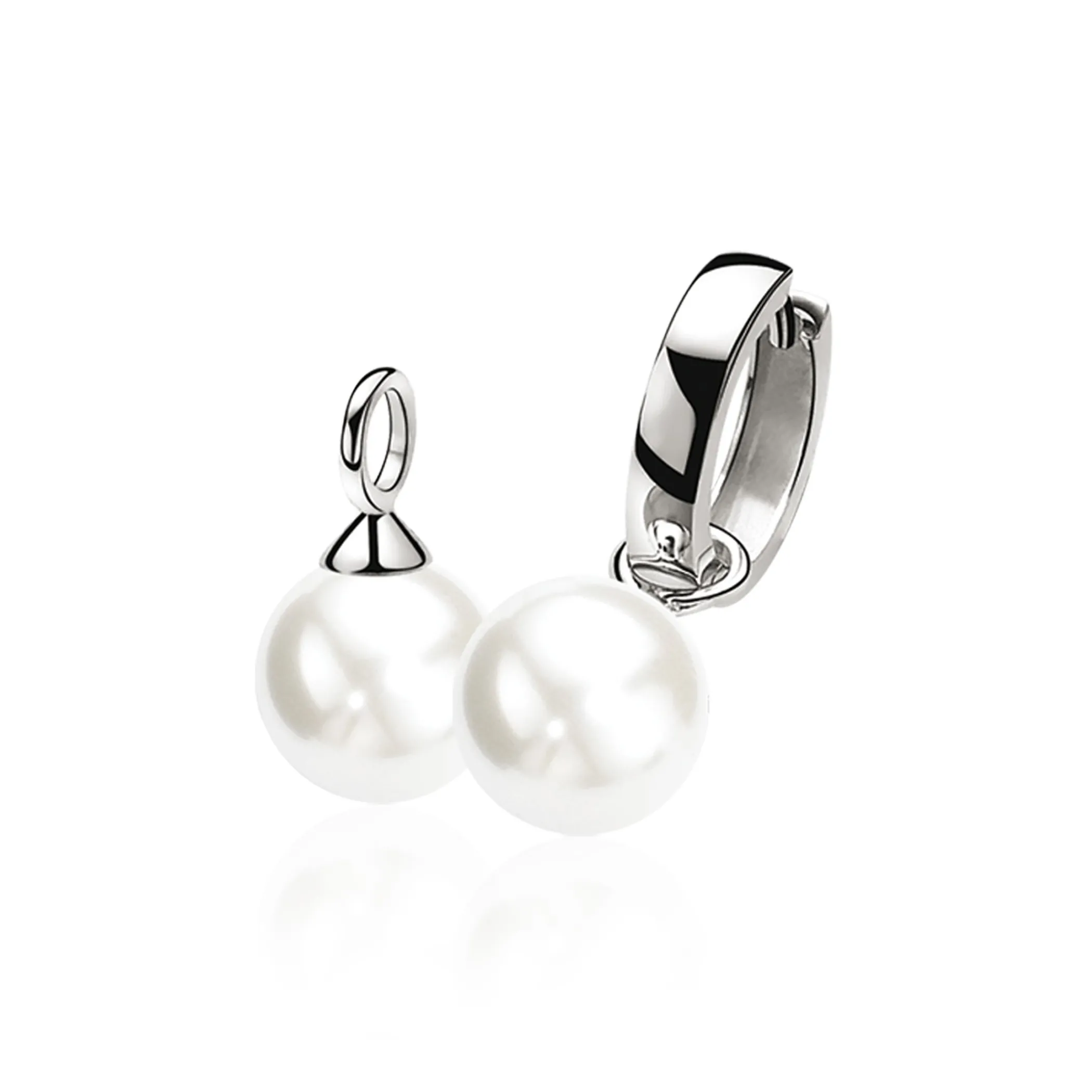 Sale Zinzi zilveren oorbedels parel wit 12mm ZICH305W (zonder oorringen)