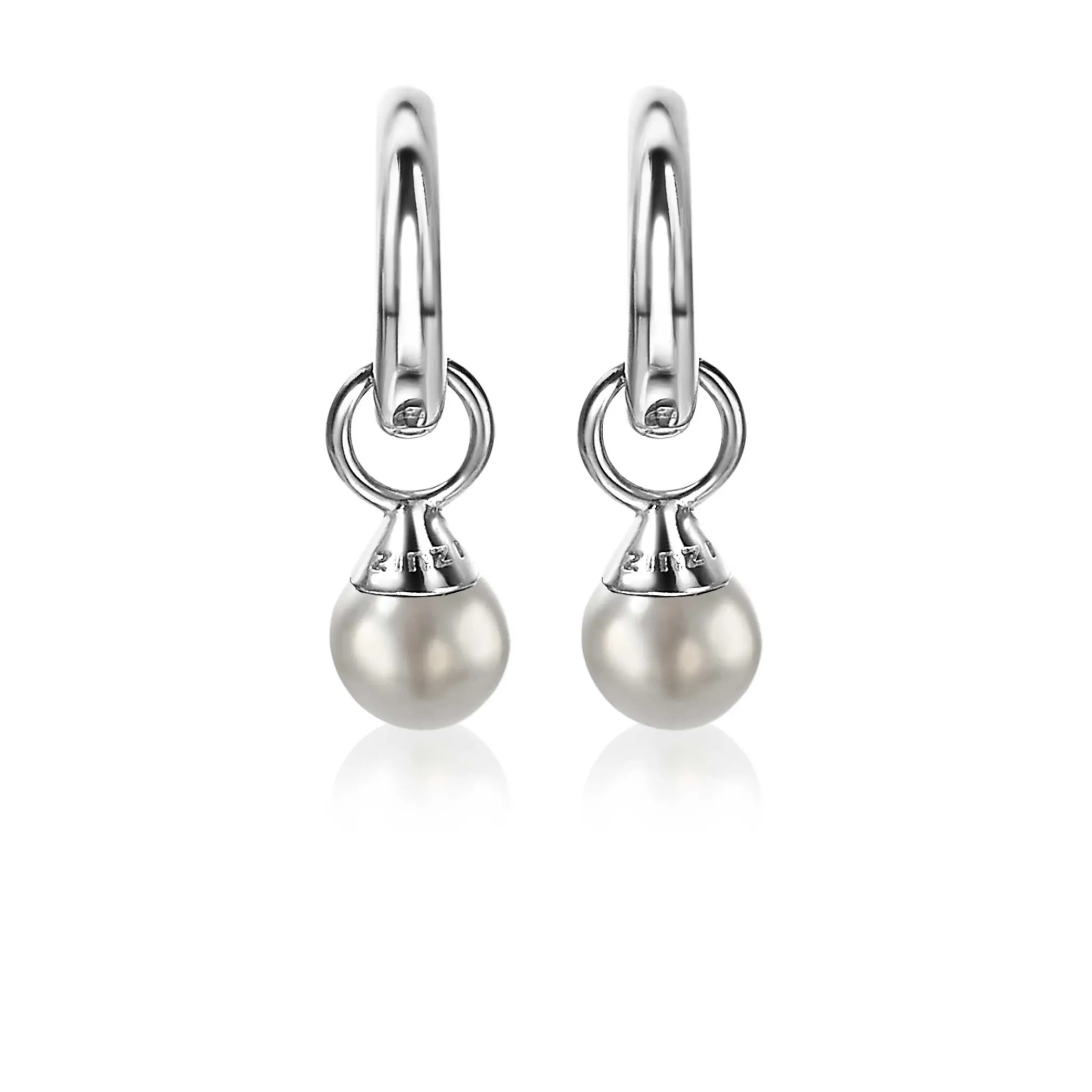 Best Zinzi zilveren oorbedels parels lichtgrijs 6mm ZICH1749LG (zonder oorringen)