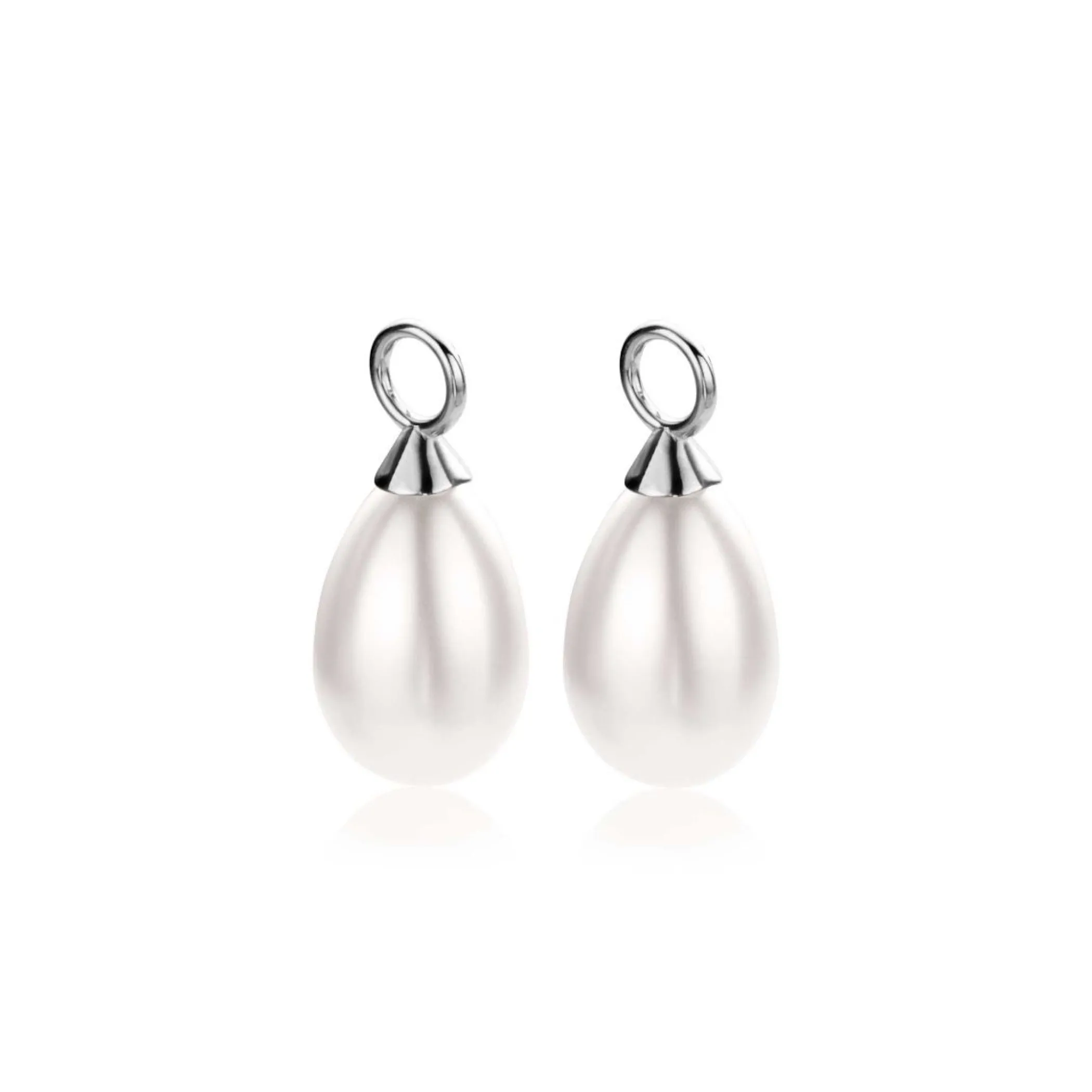 Discount Zinzi zilveren oorbedels parel peervorm 15mm wit ZICH355W (zonder oorringen)