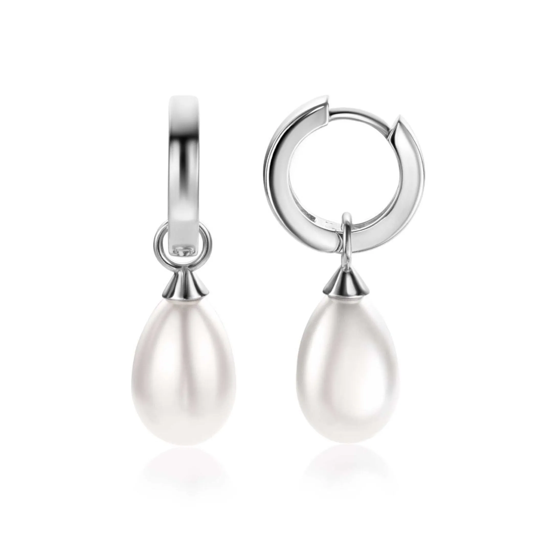 Discount Zinzi zilveren oorbedels parel peervorm 15mm wit ZICH355W (zonder oorringen)