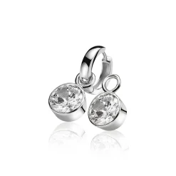 New Zinzi zilveren oorbedels wit ZICH186W (zonder oorringen)