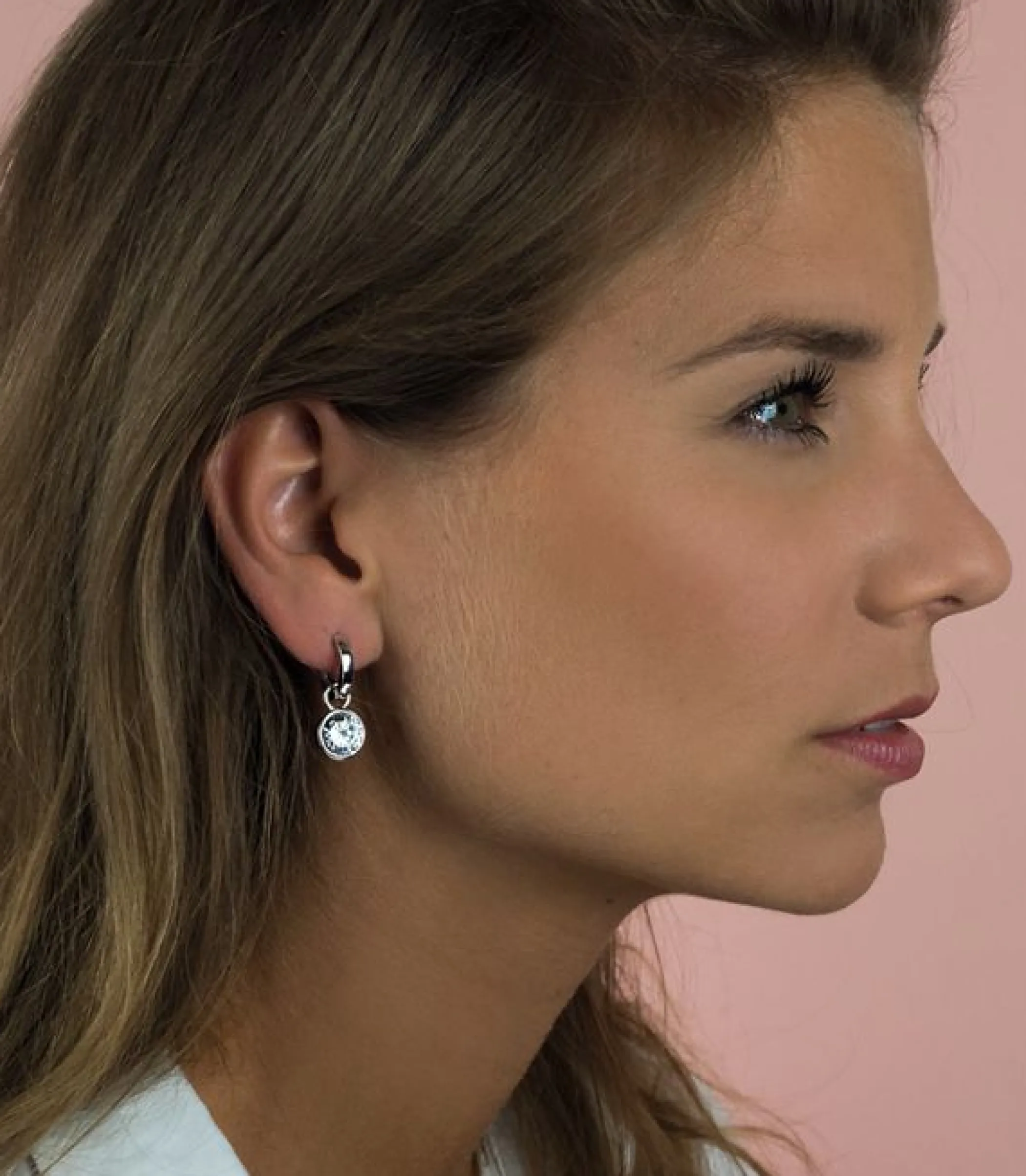 New Zinzi zilveren oorbedels wit ZICH186W (zonder oorringen)