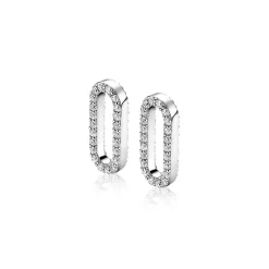 Zinzi zilveren oorbedels 20mm ovale vorm witte zirconia's ZICH2156 (zonder oorringen)
