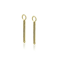 Hot Zinzi zilveren oorbedels geel verguld gourmet ketting 30mm ZICH1694G (zonder oorringen)