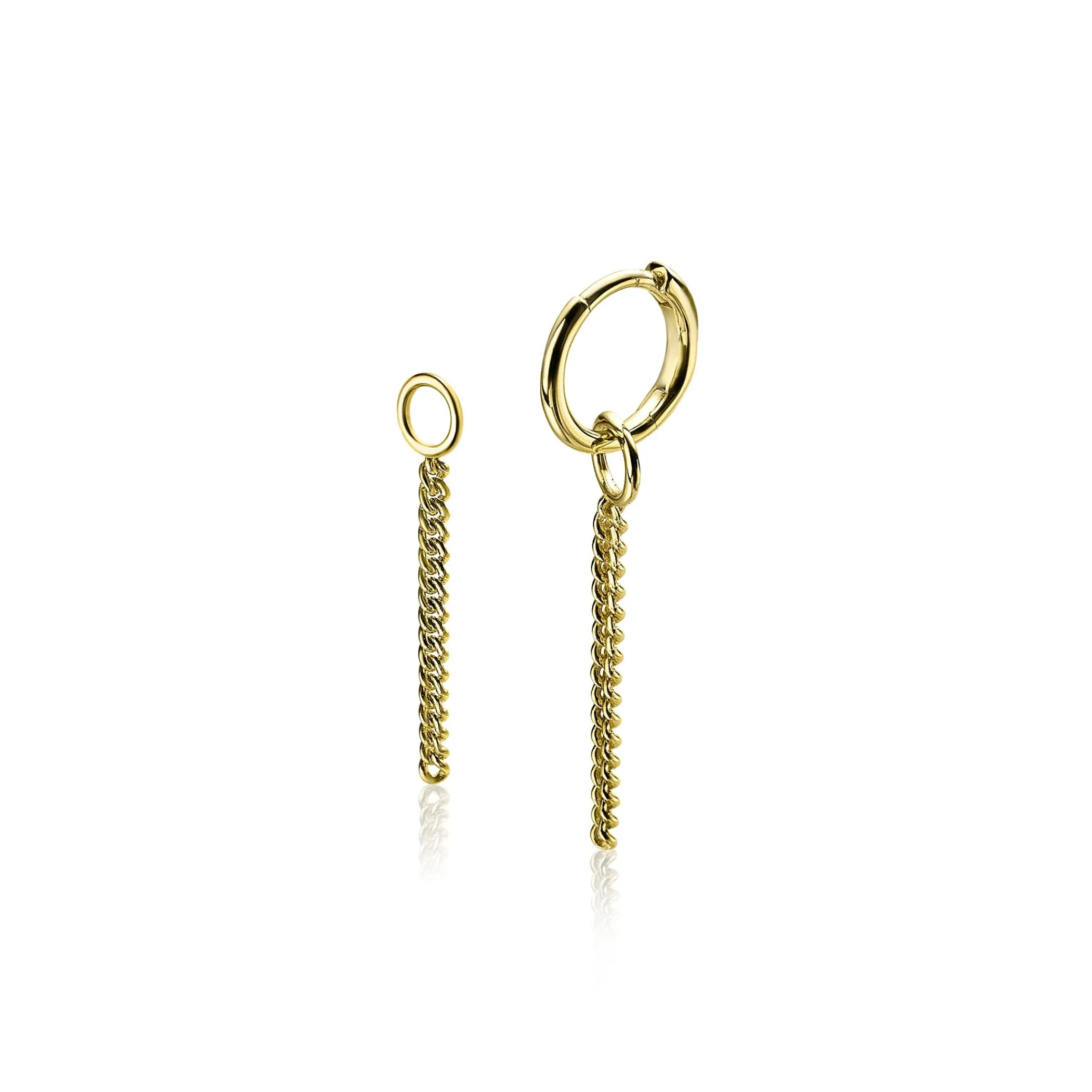 Hot Zinzi zilveren oorbedels geel verguld gourmet ketting 30mm ZICH1694G (zonder oorringen)