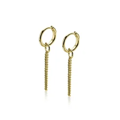 Hot Zinzi zilveren oorbedels geel verguld gourmet ketting 30mm ZICH1694G (zonder oorringen)