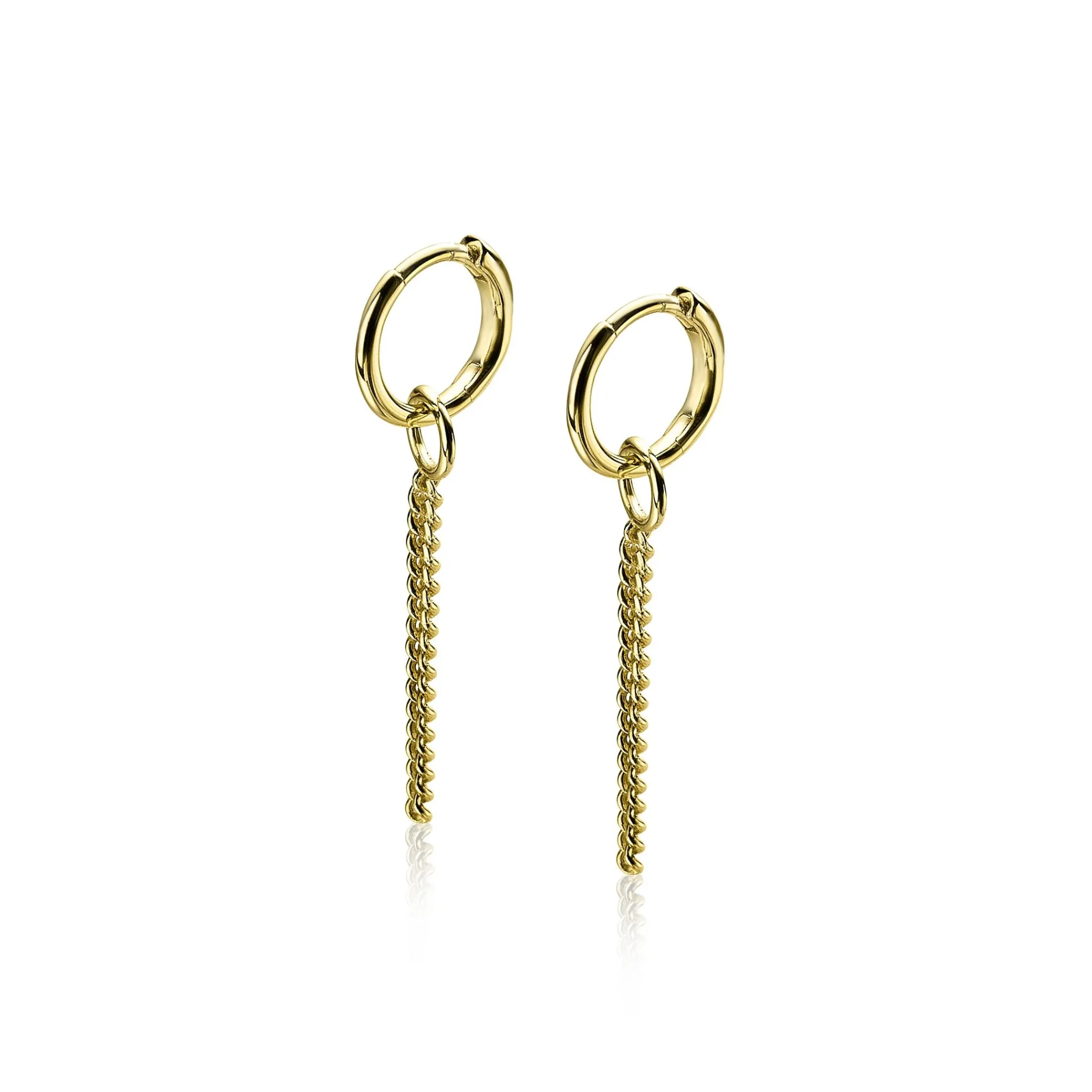 Hot Zinzi zilveren oorbedels geel verguld gourmet ketting 30mm ZICH1694G (zonder oorringen)