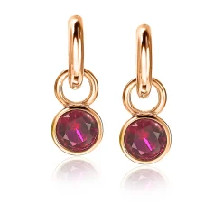Clearance Zinzi zilveren oorbedels rosé verguld 7mm rond donkerrood ZICH1486RR (zonder oorringen)