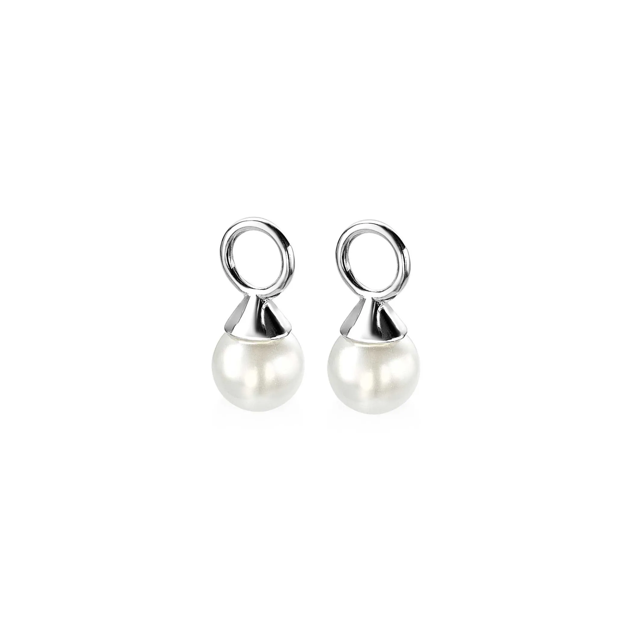 Discount Zinzi zilveren oorbedels parel wit ZICH1749W (zonder oorringen)