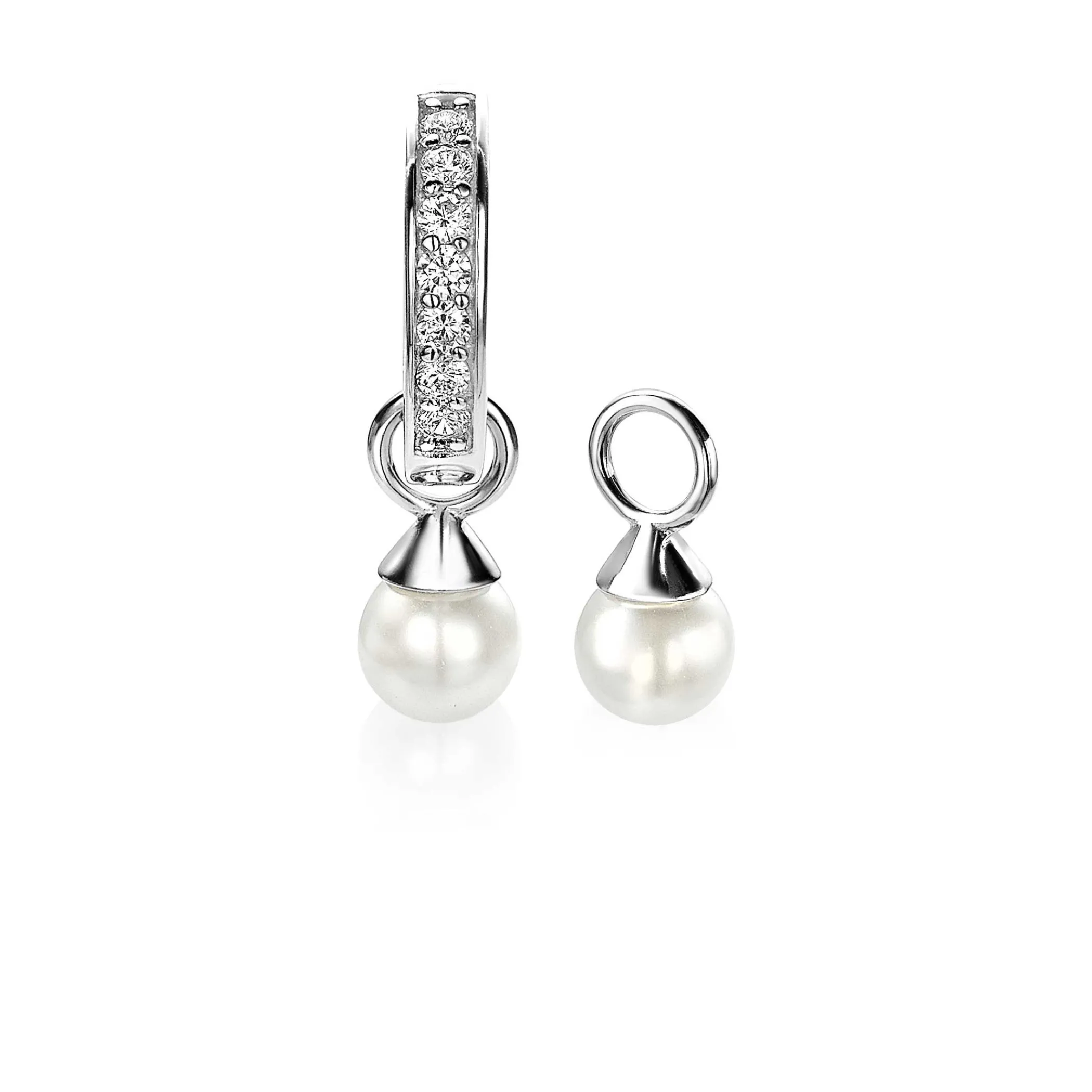 Discount Zinzi zilveren oorbedels parel wit ZICH1749W (zonder oorringen)