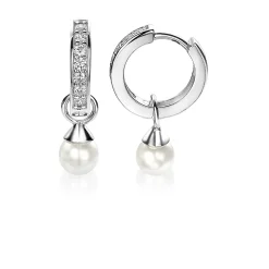 Discount Zinzi zilveren oorbedels parel wit ZICH1749W (zonder oorringen)