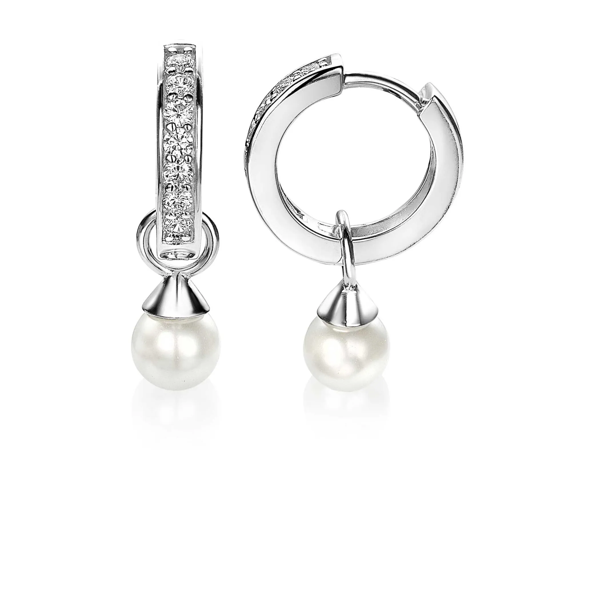 Discount Zinzi zilveren oorbedels parel wit ZICH1749W (zonder oorringen)