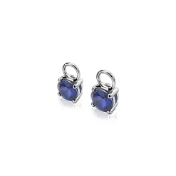 Outlet Zinzi zilveren oorbedels rond donkerblauw ZICH1300Q (zonder oorringen)