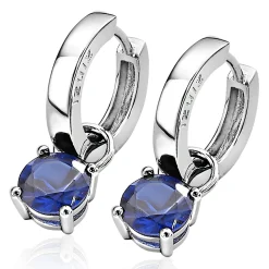 Outlet Zinzi zilveren oorbedels rond donkerblauw ZICH1300Q (zonder oorringen)