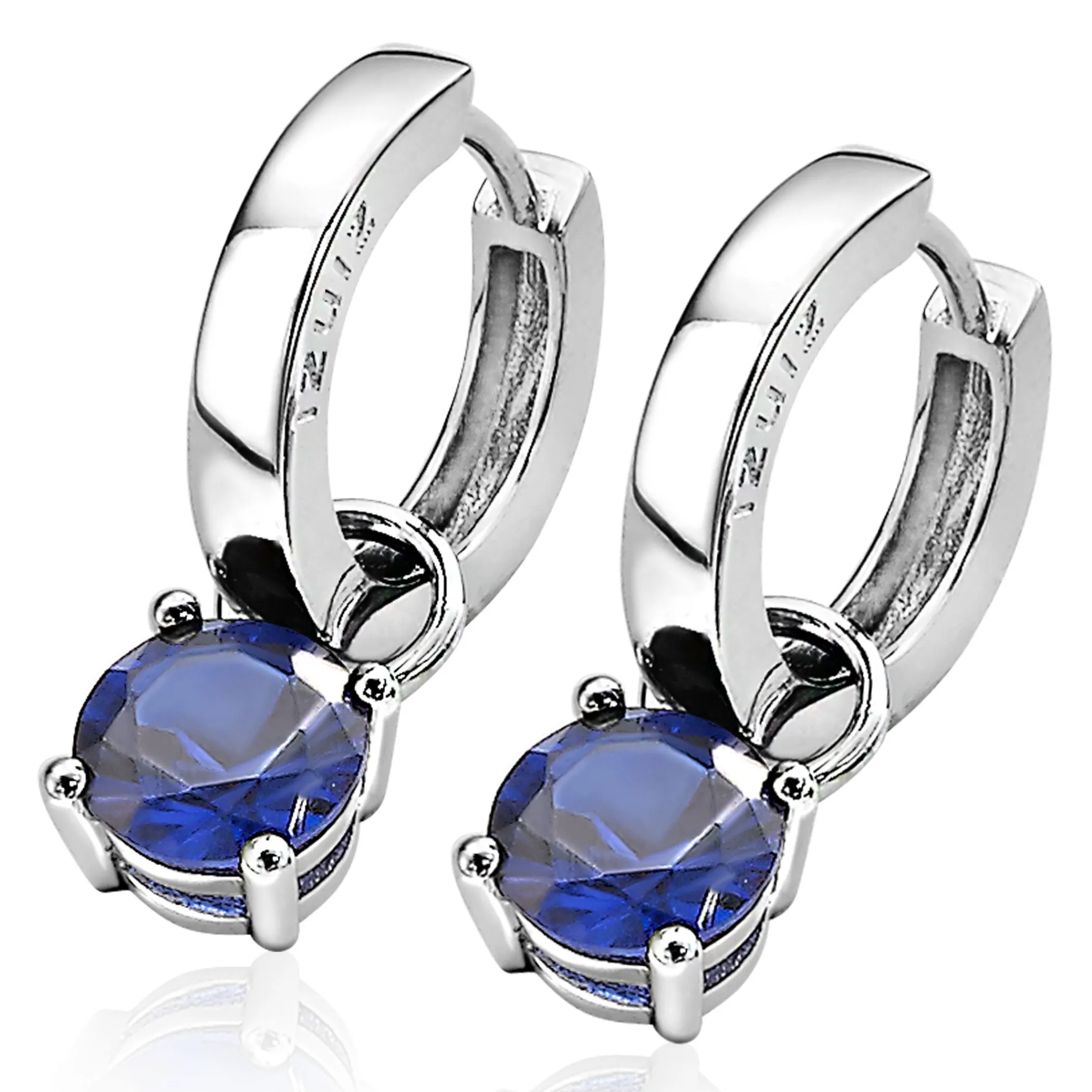 Outlet Zinzi zilveren oorbedels rond donkerblauw ZICH1300Q (zonder oorringen)