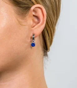 Outlet Zinzi zilveren oorbedels rond donkerblauw ZICH1300Q (zonder oorringen)