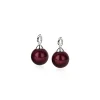 Hot Zinzi zilveren oorbedels parel rond bordeaux rood 10mm ZICH266DR (zonder oorringen)