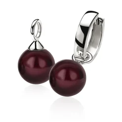 Hot Zinzi zilveren oorbedels parel rond bordeaux rood 10mm ZICH266DR (zonder oorringen)