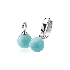 Hot Zinzi zilveren oorbedels parel turquoise ZICH266T (zonder oorringen)