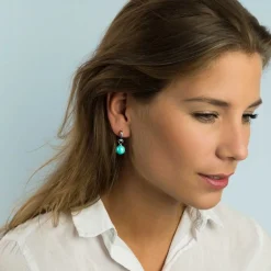 Hot Zinzi zilveren oorbedels parel turquoise ZICH266T (zonder oorringen)