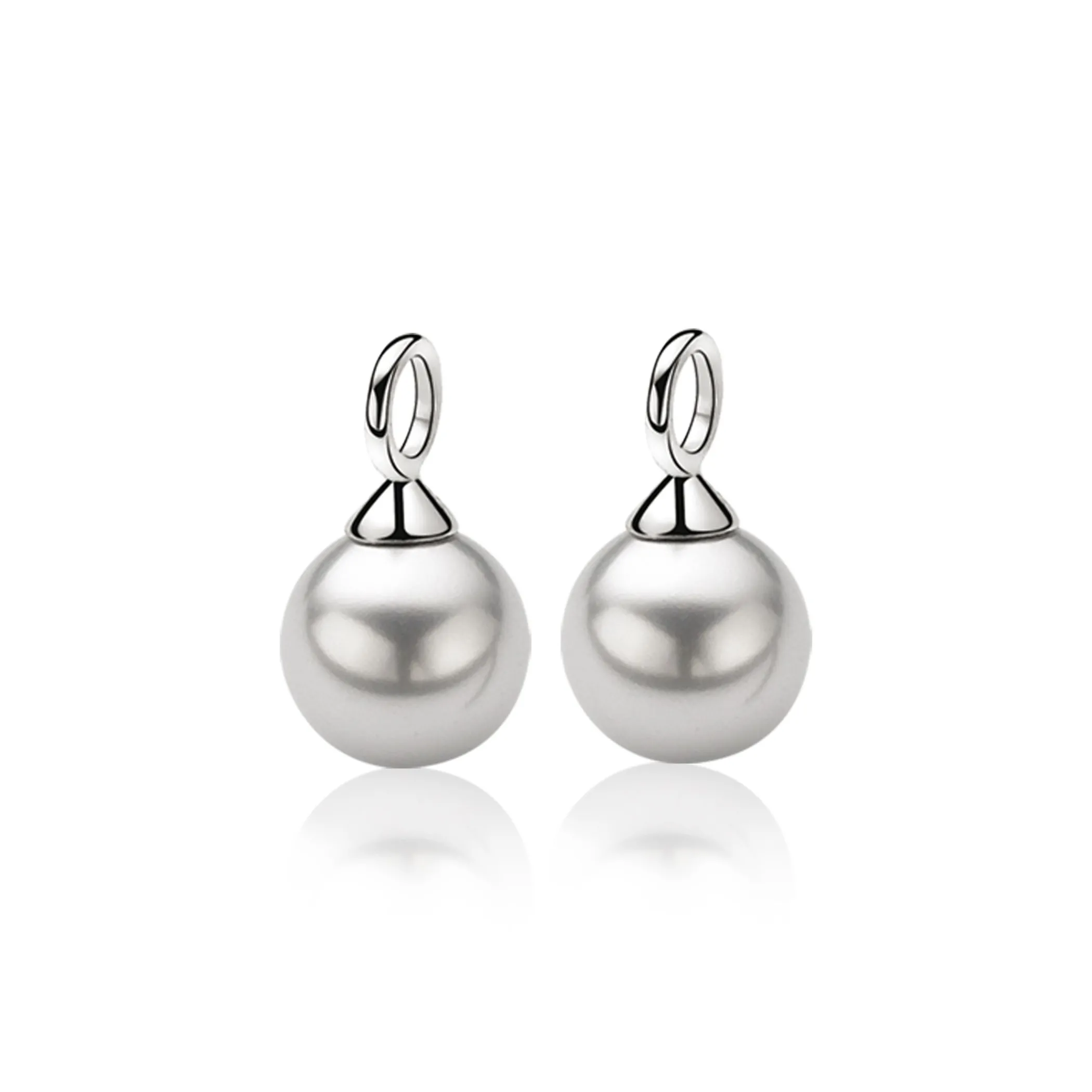 Clearance Zinzi zilveren oorbedels parel lichtgrijs ZICH266LG (zonder oorringen)