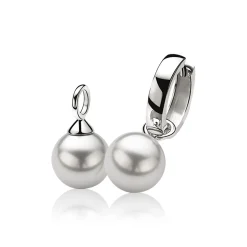 Clearance Zinzi zilveren oorbedels parel lichtgrijs ZICH266LG (zonder oorringen)