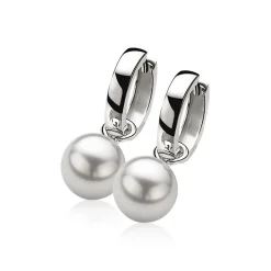 Clearance Zinzi zilveren oorbedels parel lichtgrijs ZICH266LG (zonder oorringen)