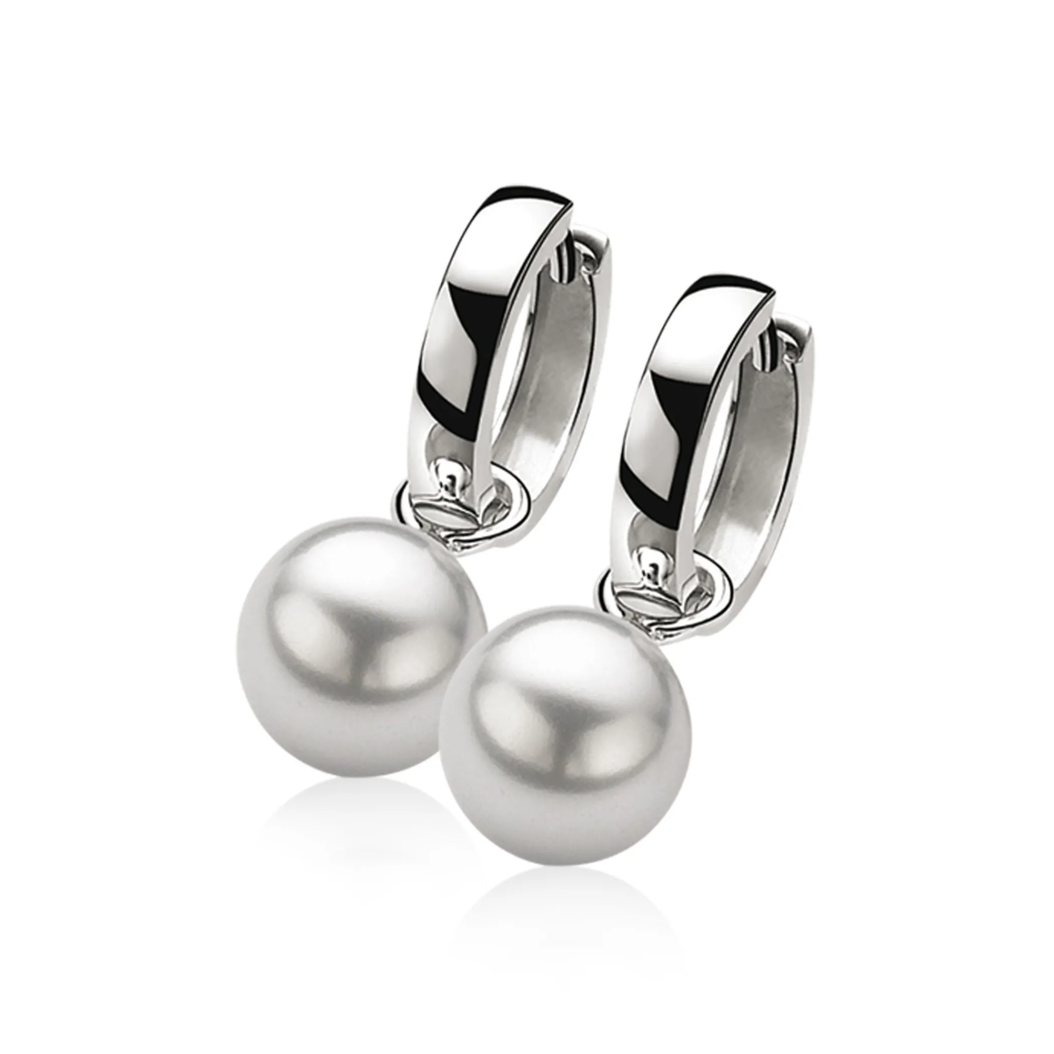 Clearance Zinzi zilveren oorbedels parel lichtgrijs ZICH266LG (zonder oorringen)