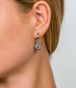 Clearance Zinzi zilveren oorbedels dubbel rond wit 10mm ZICH1769 (zonder oorringen)