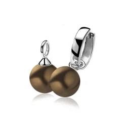 Discount Zinzi zilveren oorbedels parel bruin ZICH266BR (zonder oorringen)