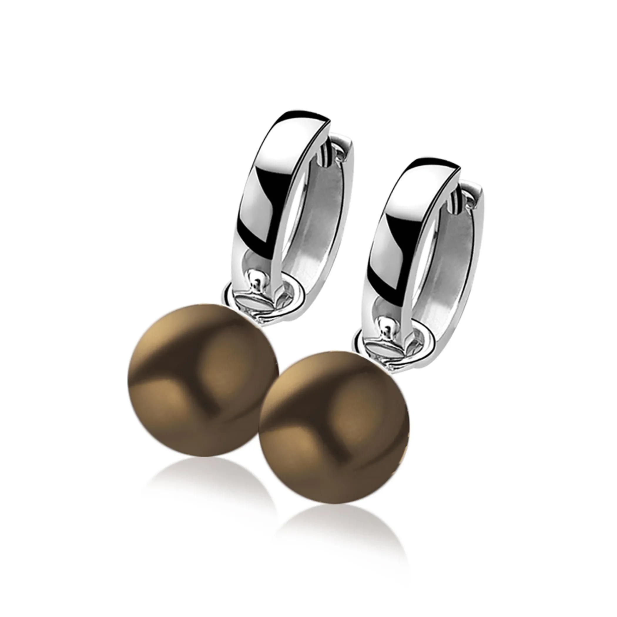 Discount Zinzi zilveren oorbedels parel bruin ZICH266BR (zonder oorringen)