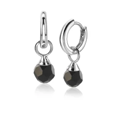 Zinzi zilveren oorbedels zwarte bead 6mm ZICH1749Z (zonder oorringen)