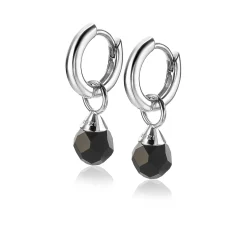 Zinzi zilveren oorbedels zwarte bead 6mm ZICH1749Z (zonder oorringen)