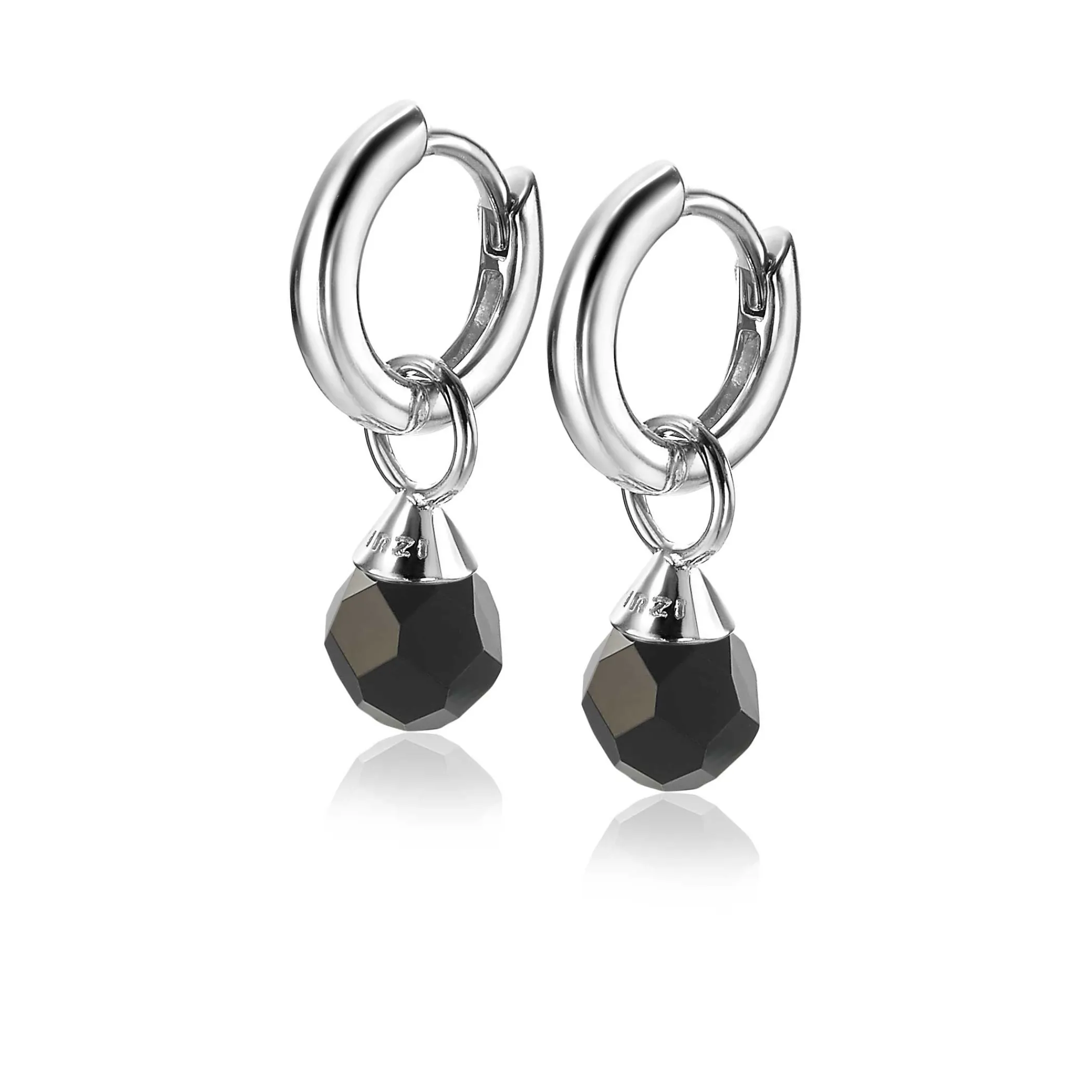 Zinzi zilveren oorbedels zwarte bead 6mm ZICH1749Z (zonder oorringen)