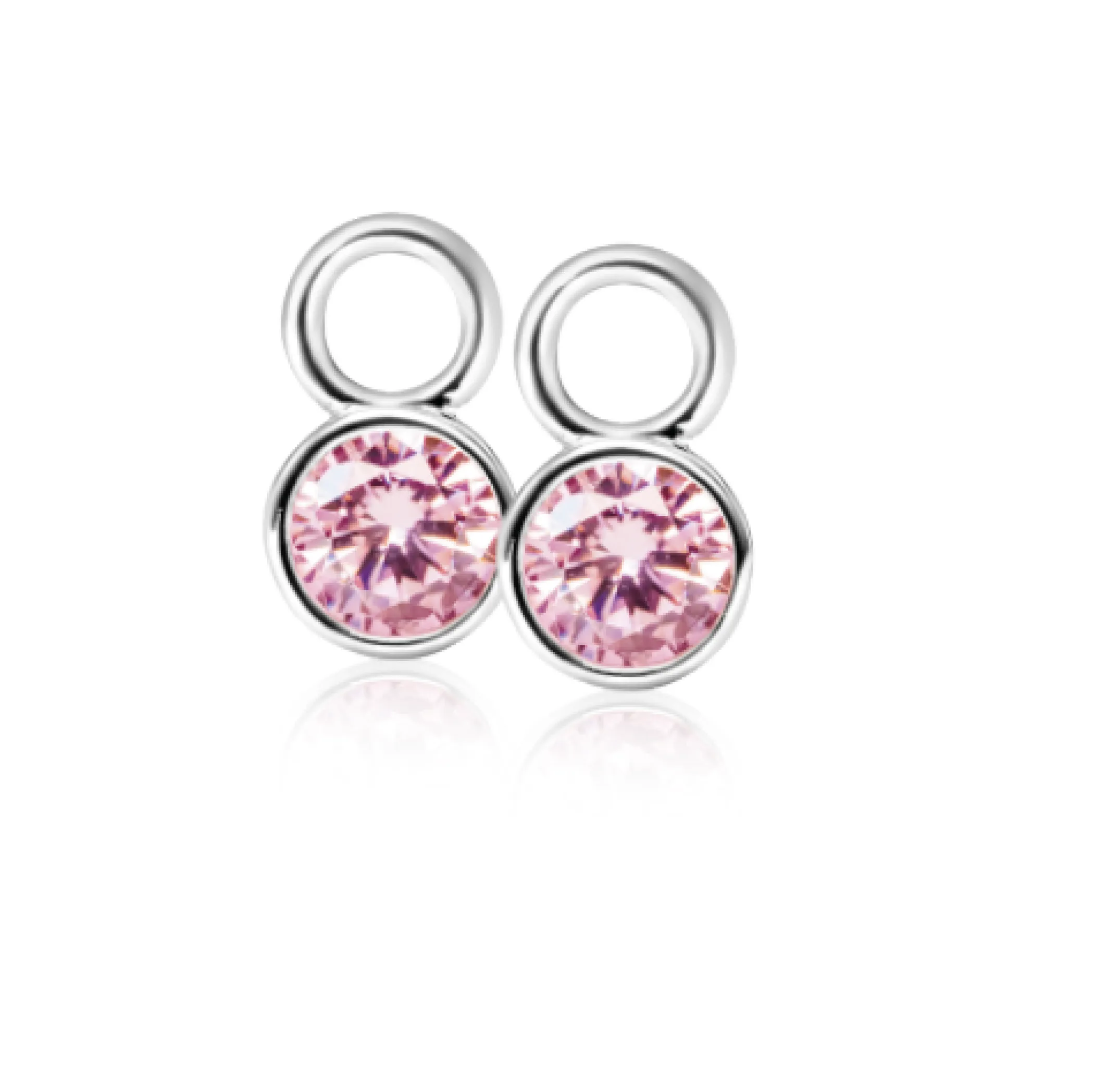 Zinzi zilveren oorbedels 7mm rond roze ZICH1486R (zonder oorringen)