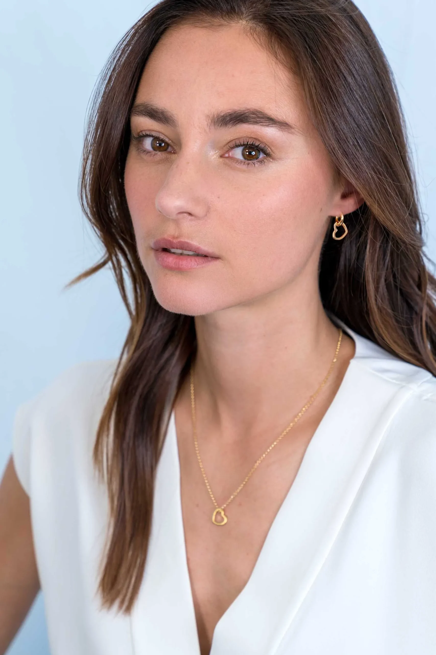 Hot Zinzi zilveren oorbedels 14K geel verguld 12mm open harten ZICH2197G (zonder oorringen)