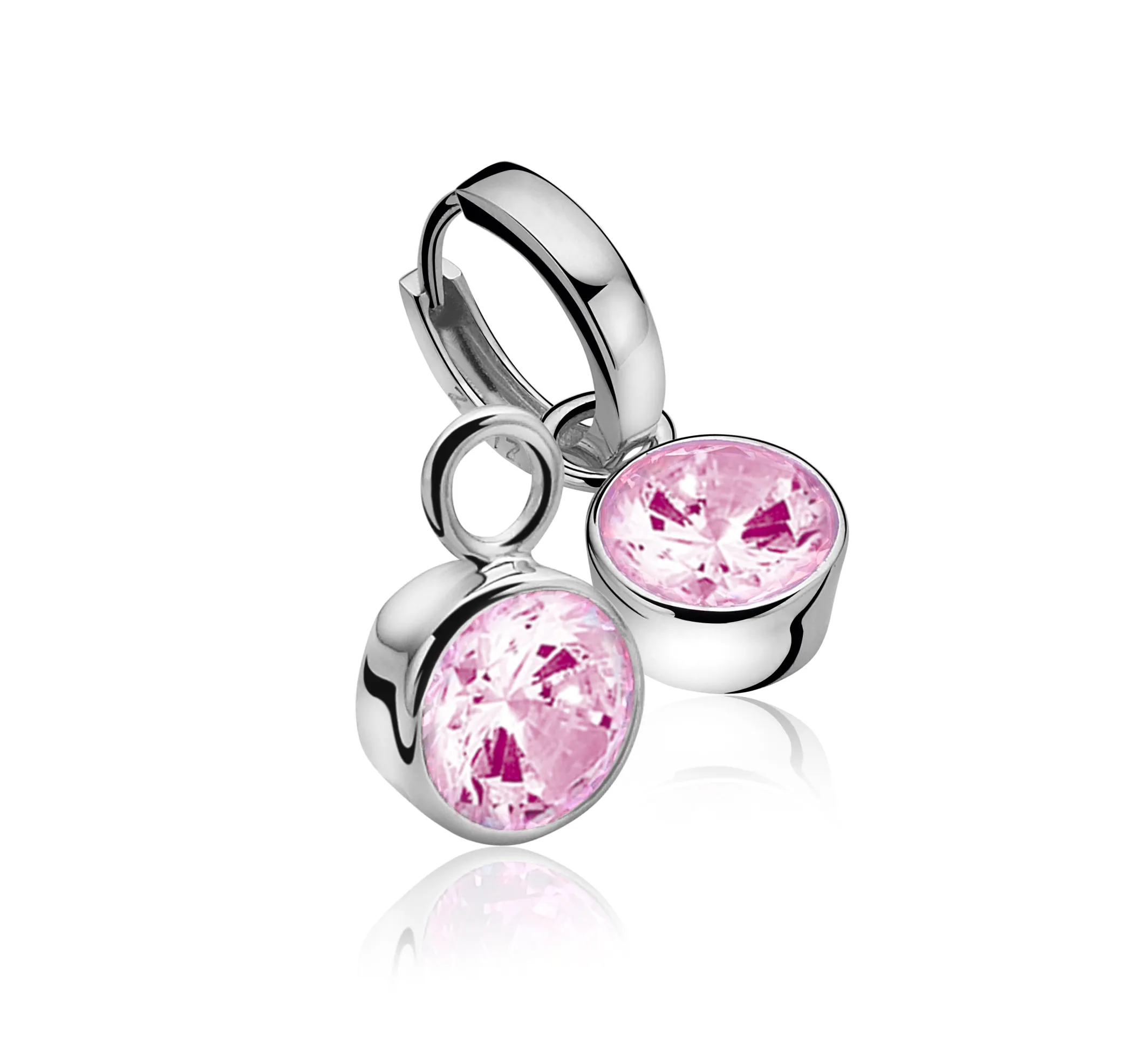 Outlet Zinzi zilveren oorbedels roze ZICH186R (zonder oorringen)